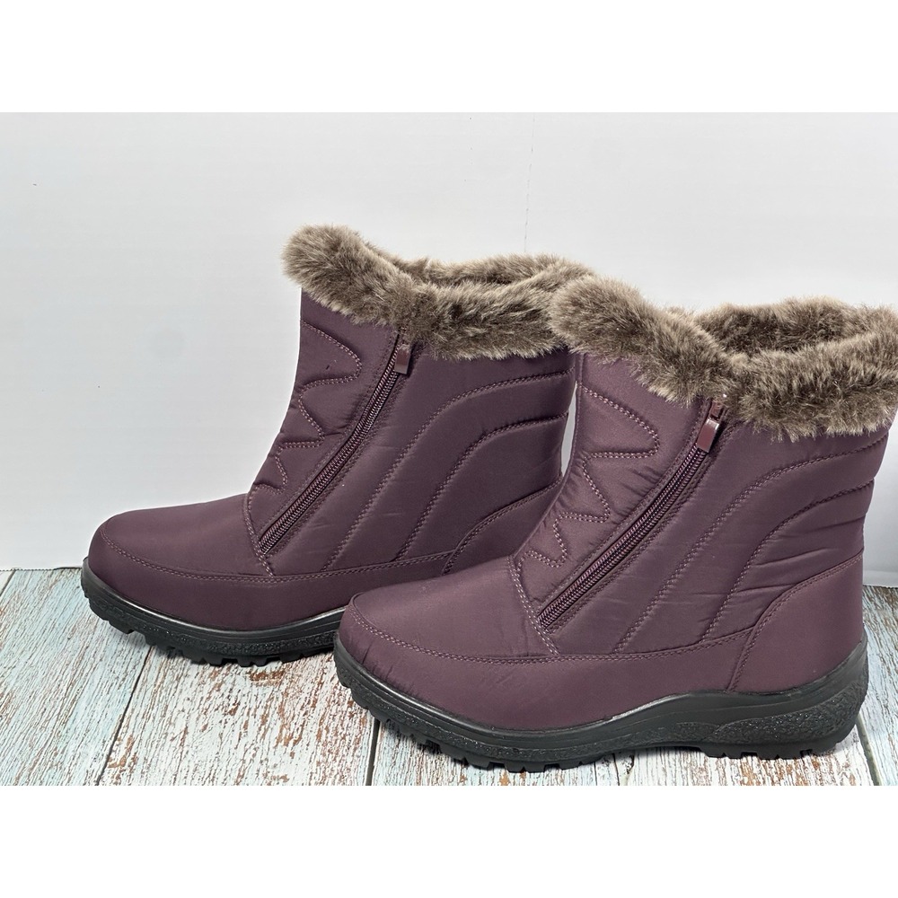 Flexus Italian Comfort Women's Burgundy Snow Boots Size 38 (7.5-8) - Picture 9 of 16